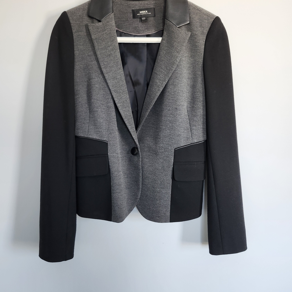 Blazer Jacket MEXX Metropolitan Gray Black Office Business Casual Extra Small
